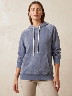 Zenana Mineral Washed Dusty Blue Hoodie Soft Sweatshirt with Kangaroo Pocket